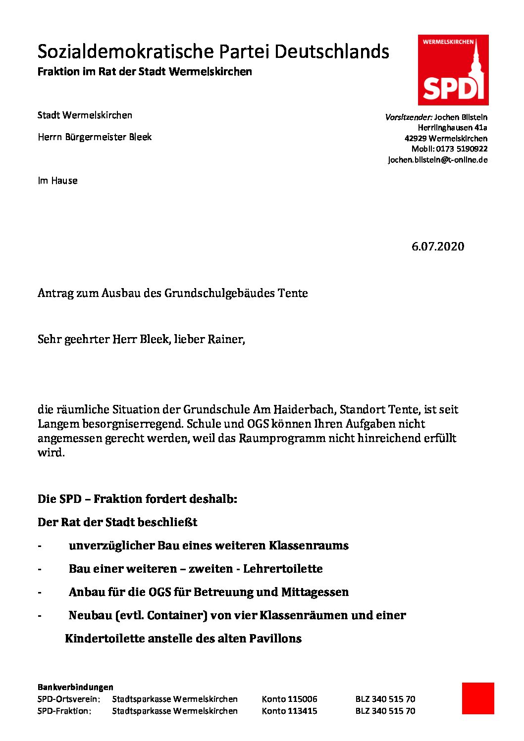 Antrag Grundschule Tente