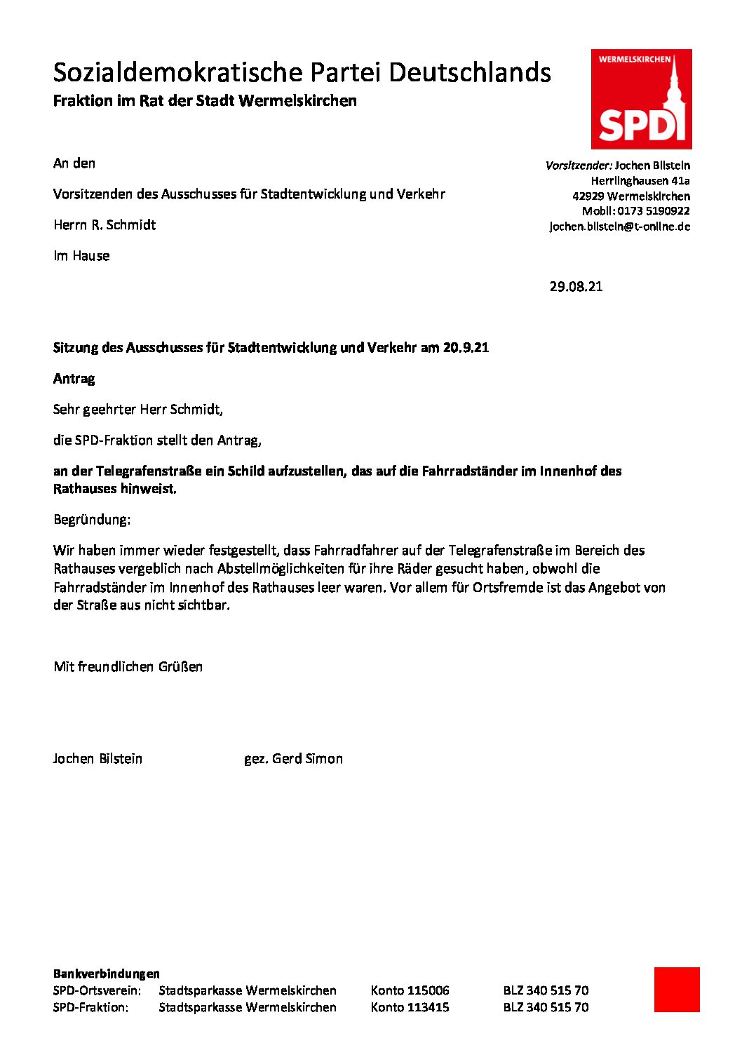 Antrag Schild Fahrradständer