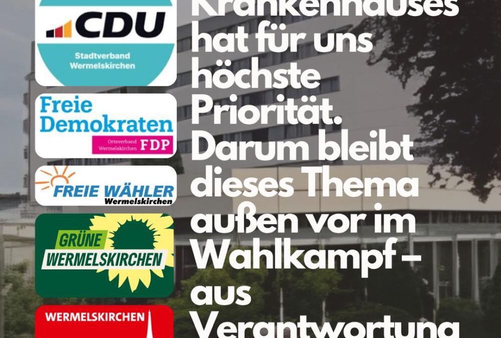 Ein Schreiben der Fraktionsvorsitzenden bezüglich des Krankenhauses Wermelskirchen